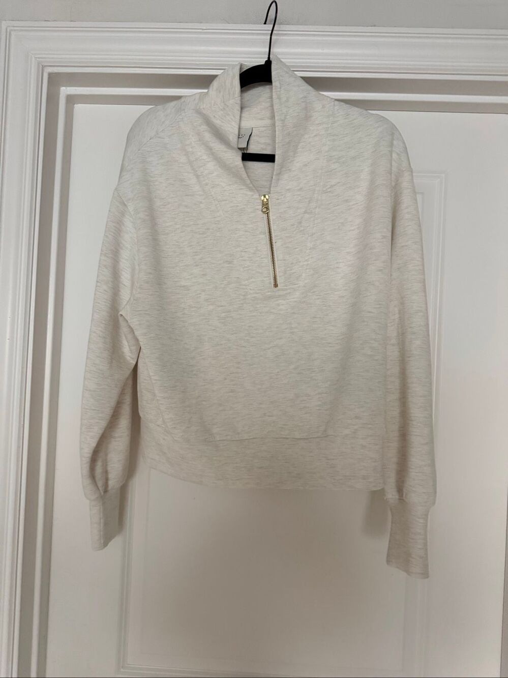 Varley DoubleSoft Half Zip Pullover Sweatshirt Oatmeal White Women's Medium M